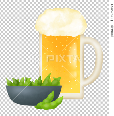 生ビールと枝豆のイラスト 生ビールと枝豆のイラスト 127929654