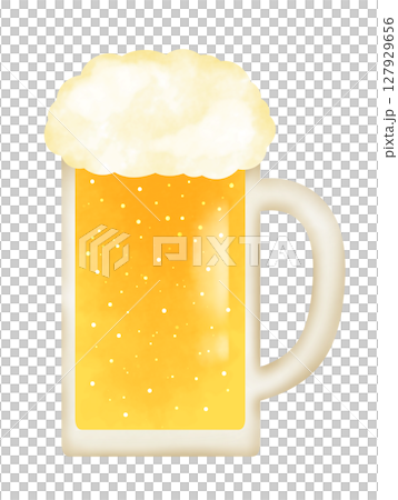 Illustration of draft beer poured into a mug 127929656