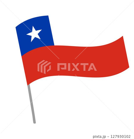 Chile national flag flutters with flagpole Chile national flag flutters with flagpole 127930102