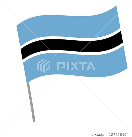 Botswana national flag flutters with flagpole Botswana national flag flutters with flagpole 127930104