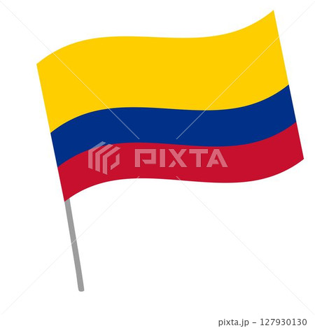 Colombia national flag flutters with flagpole 127930130