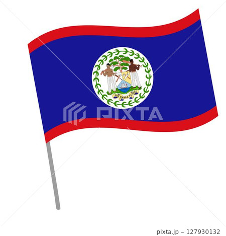 Belize national flag flutters with flagpole 127930132