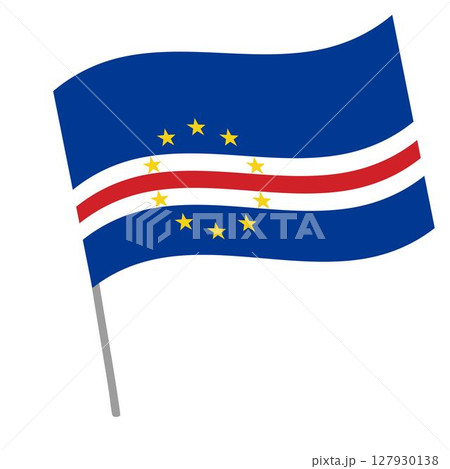 Cape Verde national flag flutters with flagpole 127930138