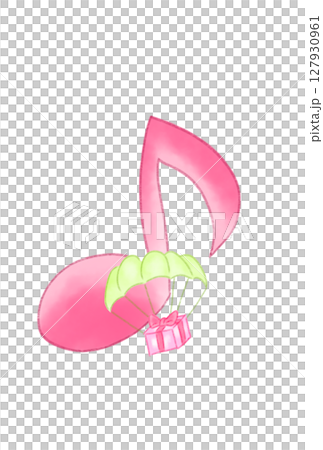 パラシュートの付けた音符 127930961