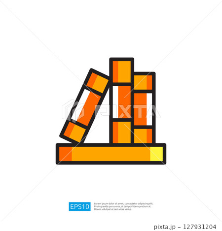 Illustration of Colorful Stack of Books in Orange and Yellow Tones as a Reading Icon for Education and Knowledge Illustration of Colorful Stack of Books in Orange and Yellow Tones as a Reading Icon for Education and Knowledge 127931204
