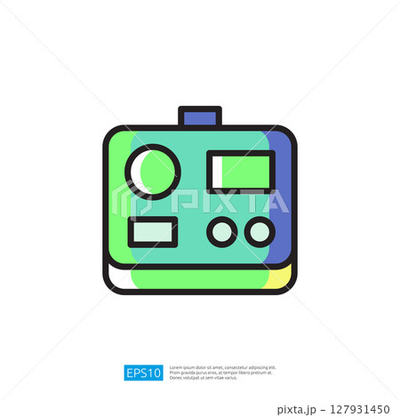 Colorful Icon of a Modern Control Device with User Interface Elements in Abstract Design Focused on Functionality and Technology Colorful Icon of a Modern Control Device with User Interface Elements in Abstract Design Focused on Functionality and Technology 127931450