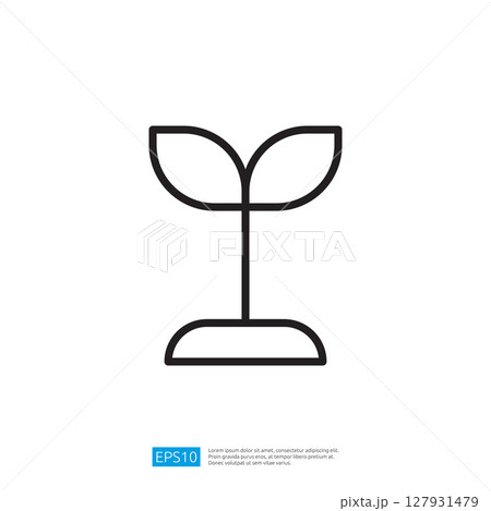 Simple Icon of a Young Plant with Two Leaves Symbolizing Growth and Renewal in Nature Simple Icon of a Young Plant with Two Leaves Symbolizing Growth and Renewal in Nature 127931479