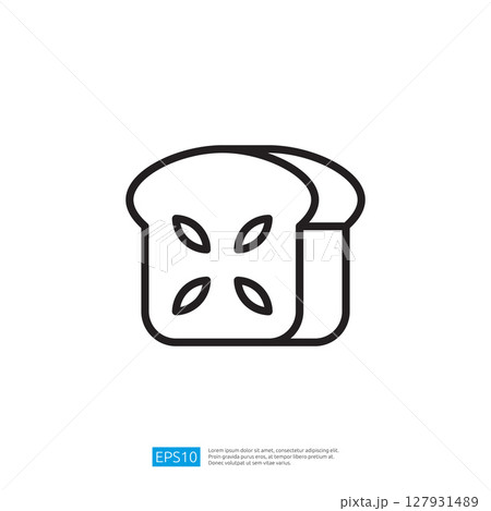 Illustration of a Minimalist Icon of Two Slices of Bread with Decorative Floral Elements Against White Background Illustration of a Minimalist Icon of Two Slices of Bread with Decorative Floral Elements Against White Background 127931489