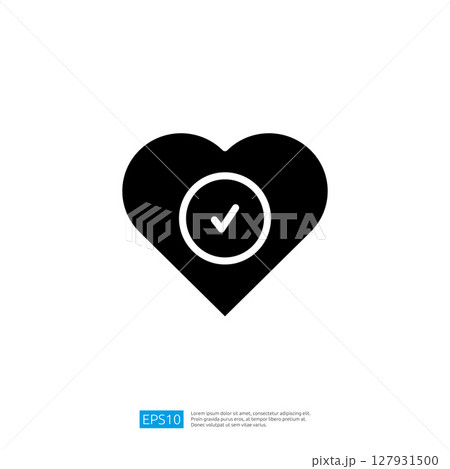 Heart Icon with Checkmark Symbol Representing Approval and Positive Affirmation in Modern Graphic Design 127931500
