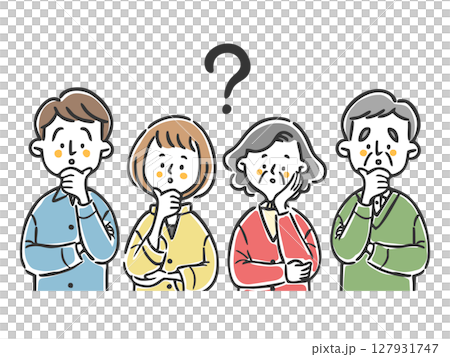 Two families with doubts, upper body, vector 127931747
