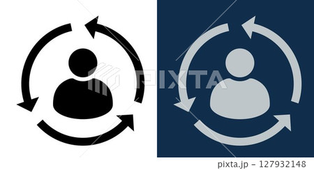 User Update Loop Icon Set. Profile Synchronization Symbol. Refresh User Interface Concept. Vector Flat User Rotation Arrows Design for System, Account, and Settings Interface Graphics. 127932148