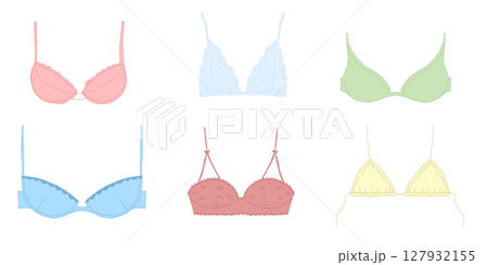 Vector Doodle Lingerie Set Hand Drawn Bra and Underwear Sketch in Pastel Tones 127932155