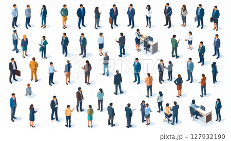 ポリゴン風の色々な人間のイラストセット 127932190
