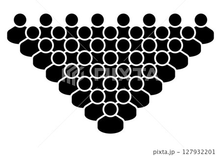 Crowd of People Icon Silhouette. Black Human Figures Forming a Triangle Shape. Teamwork, Group, Leadership, Community, and Society Concept. Crowd of People Icon Silhouette. Black Human Figures Forming a Triangle Shape. Teamwork, Group, Leadership, Community, and Society Concept. 127932201
