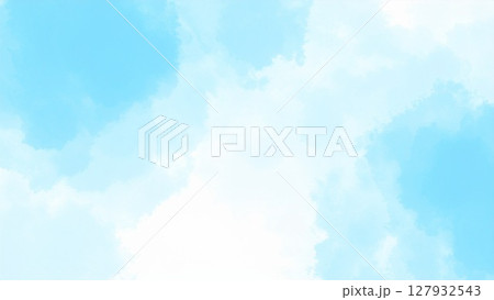 淡い手描きの水彩風の素材 背景素材 ブルー 水色 背景素材 高画質 AI生成素材 127932543
