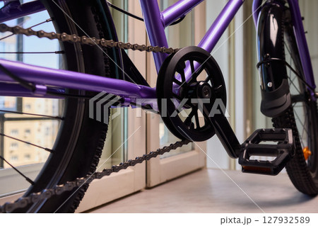 Detailed Close Up of a Modern Bicycle Gear System, Highlighting Its Components and Design 127932589