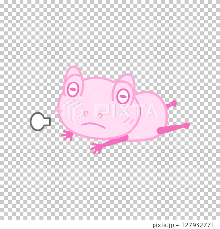 カエルイラスト(桃・無気力) カエルイラスト(桃・無気力) 127932771
