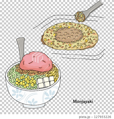 東京文燒 線描插圖 東京文燒 線描插圖 127933226