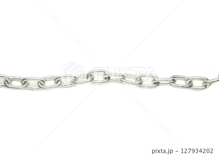 Iron chain of light metal isolated on white background 127934202