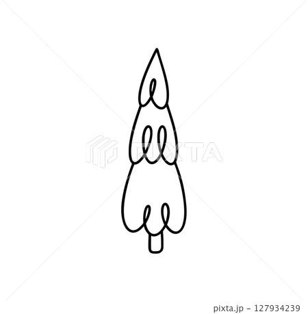 Simple vector christmas tree icon calligraphy line drawing celebrating winter holidays Simple vector christmas tree icon calligraphy line drawing celebrating winter holidays 127934239