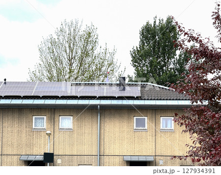 Solar panels on the house roof. Solar panels on the house roof. 127934391