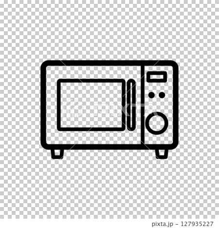 家庭用電子レンジのシンプルな線画イラスト｜電子レンジ,家電,キッチン,調理機器,線画,ベクターアイコ 127935227