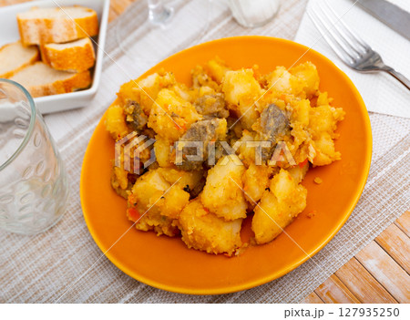 Ternera estofada con patata, braised beef with potato Ternera estofada con patata, braised beef with potato 127935250