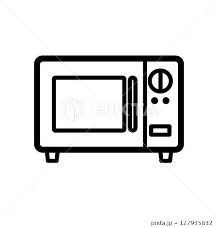 イラスト素材:ダイヤル式電子レンジの線画アイコン素材 イラスト素材:ダイヤル式電子レンジの線画アイコン素材 127935832