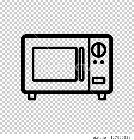 イラスト素材:ダイヤル式電子レンジの線画アイコン素材 イラスト素材:ダイヤル式電子レンジの線画アイコン素材 127935832