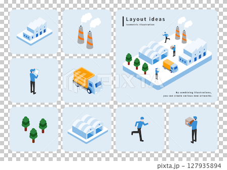 插畫素材 | Isometric_Factory 02 127935894