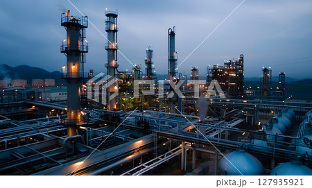 The plant is a complex for oil refining and production of various types of fuel. AI Generated 127935921