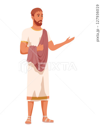 Ancient roman or greece man. Civilian population, male character in tunic 127936019