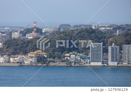 福岡県 北九州市 門司港レトロ展望室からの眺め 下関市赤間神宮方面 福岡県 北九州市 門司港レトロ展望室からの眺め 下関市赤間神宮方面 127936129