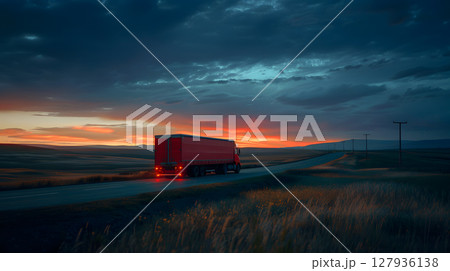 Logistics and transportation of various goods by trucks on the highway. AI Generated 127936138