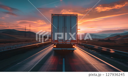 Logistics and transportation of various goods by trucks on the highway. AI Generated Logistics and transportation of various goods by trucks on the highway. AI Generated 127936245