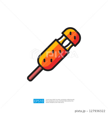 Vector Illustration of a Red and Orange Screwdriver Icon with Flat Design Elements and Simple Shapes for Handy Tools Vector Illustration of a Red and Orange Screwdriver Icon with Flat Design Elements and Simple Shapes for Handy Tools 127936322