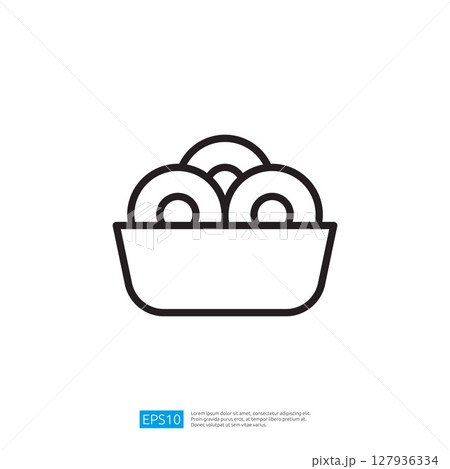 Bowl of Glazed Donuts Icon in Minimalist Outline Style on White Background for Food Illustration Bowl of Glazed Donuts Icon in Minimalist Outline Style on White Background for Food Illustration 127936334