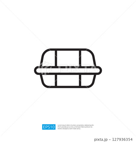 Takeout Food Container Icon Featuring Sealed Box Design for Carryout Meal Packaging in Restaurant and Culinary Context 127936354