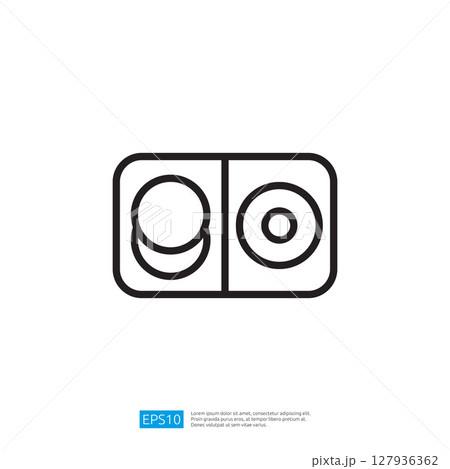 Minimalist Icon Graphic Illustration of Two Circular Shapes in Black and White Design with Clean Lines and Geometric Elements 127936362