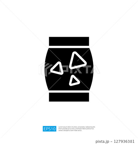 Geometric Icon of a Container with Triangular Shapes in Black and White for Modern Design and Digital Context 127936381