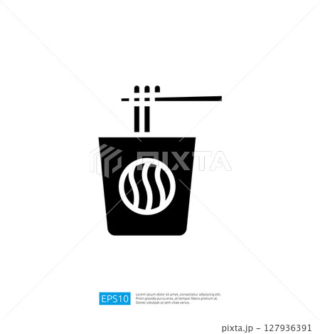 Noodles Icon in a Takeout Container with Chopsticks Representing Asian Cuisine and Fast Food Dining Experience Noodles Icon in a Takeout Container with Chopsticks Representing Asian Cuisine and Fast Food Dining Experience 127936391