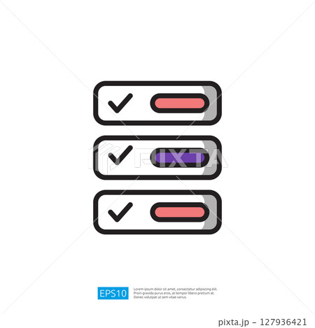 Checklist Icon with Red and Purple Options Representing Completed Tasks in a Simple and Minimalist Design Checklist Icon with Red and Purple Options Representing Completed Tasks in a Simple and Minimalist Design 127936421