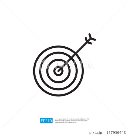 Icon of a Simple Target with an Arrow Hitting the Center Circle Symbolizing Goals and Achievements in Business Strategy Icon of a Simple Target with an Arrow Hitting the Center Circle Symbolizing Goals and Achievements in Business Strategy 127936448