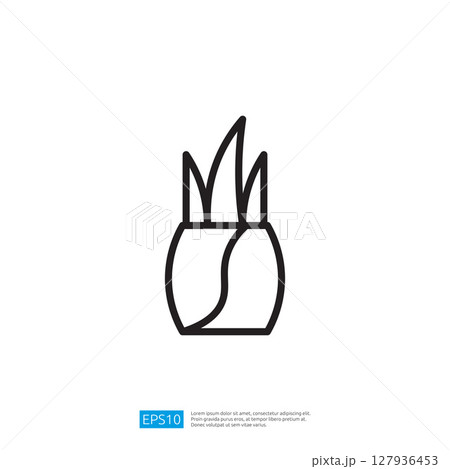 Minimalist Black Outline Icon of a Potted Plant with Sprouting Leaves for Modern Home Decoration Design 127936453