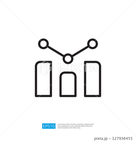 Data Analysis Icon with Bar Charts and Line Graph Depicting Business Growth and Financial Trends in a Minimalist Design Data Analysis Icon with Bar Charts and Line Graph Depicting Business Growth and Financial Trends in a Minimalist Design 127936455