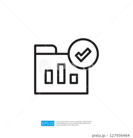 Checkmark Icon on Folder Representing Successful Data Analysis and Report Approval in Business Management Checkmark Icon on Folder Representing Successful Data Analysis and Report Approval in Business Management 127936464