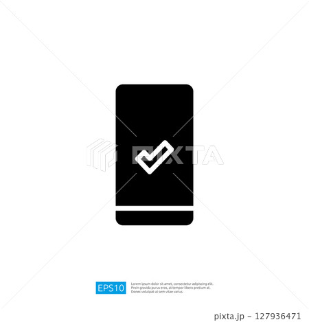 Mobile Phone Icon with Checkmark Symbol for Digital Verification and Confirmation in Modern Technology 127936471