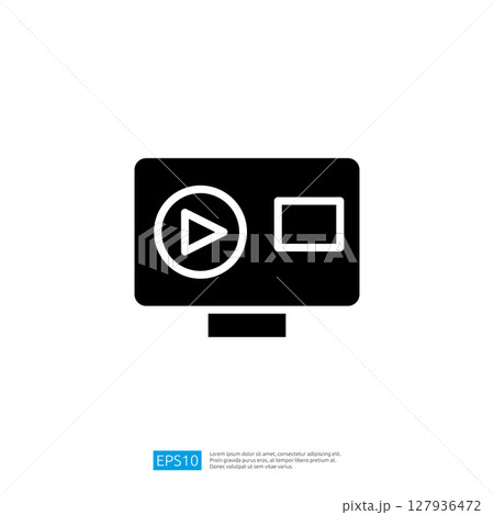 Digital Media Icon Featuring Play Button on Screen and Graphic Display for Video Interaction in a Modern Technological Environment 127936472