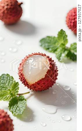 lychee fruit on white background lychee fruit on white background 127937027