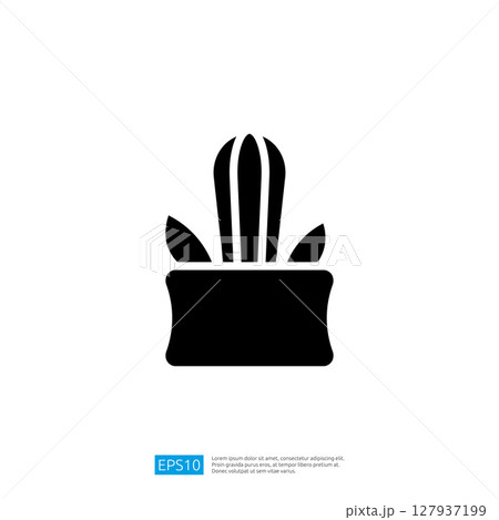 Cactus Icon Silhouette in a Minimalist Style Representing Nature and Plant Life for Creative and Decorative Uses Cactus Icon Silhouette in a Minimalist Style Representing Nature and Plant Life for Creative and Decorative Uses 127937199